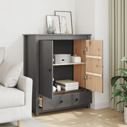 Credenza Grigia 83x41,5x100 cm in Legno Massello di Pino