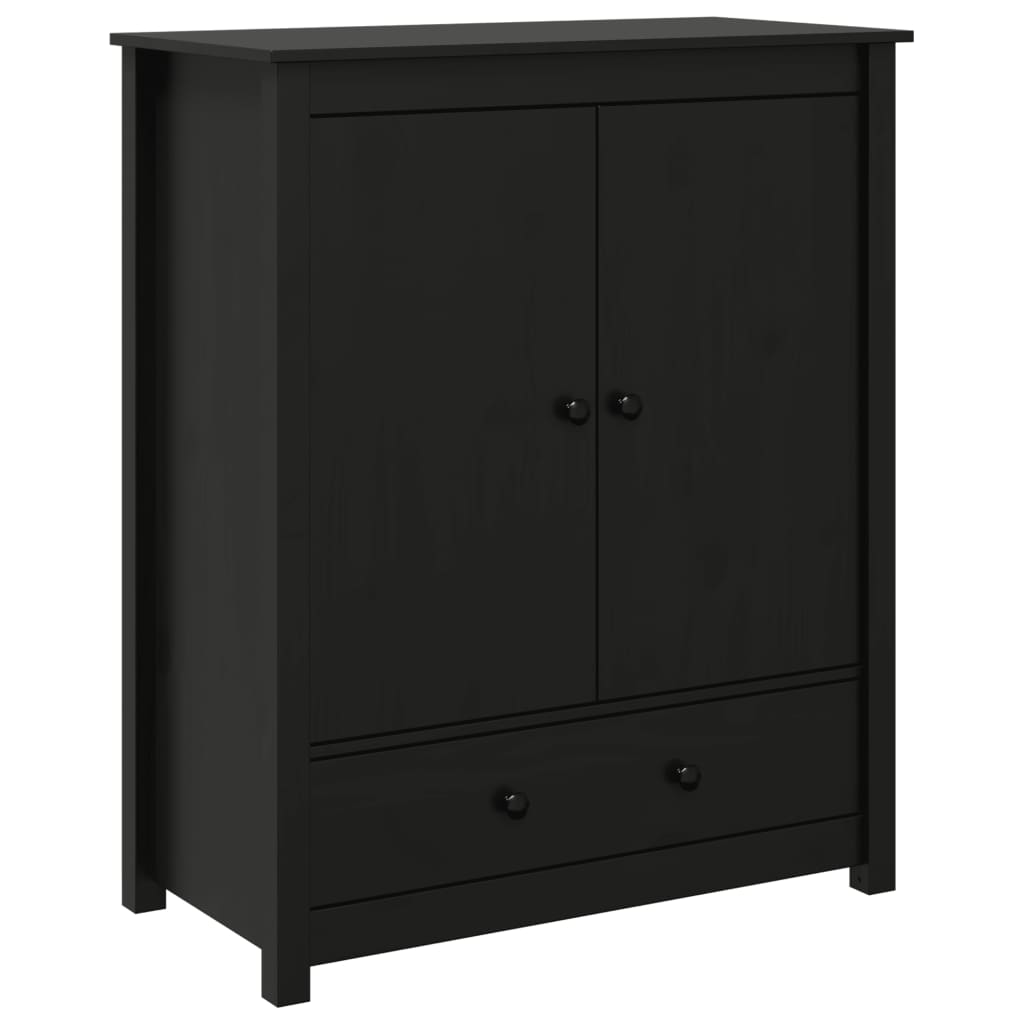 Credenza Nera 83x41,5x100 cm in Legno Massello di Pino