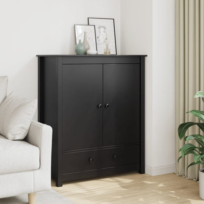 Credenza Nera 83x41,5x100 cm in Legno Massello di Pino