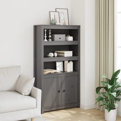 Credenza Grigio 80x35x154 cm in Legno Massello di Pino