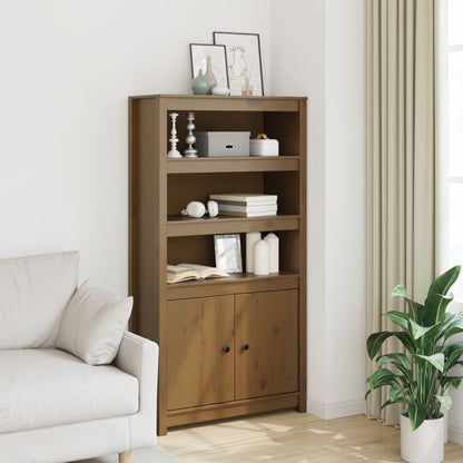 Credenza Marrone Ambra 80x35x154 cm in Legno Massello di Pino