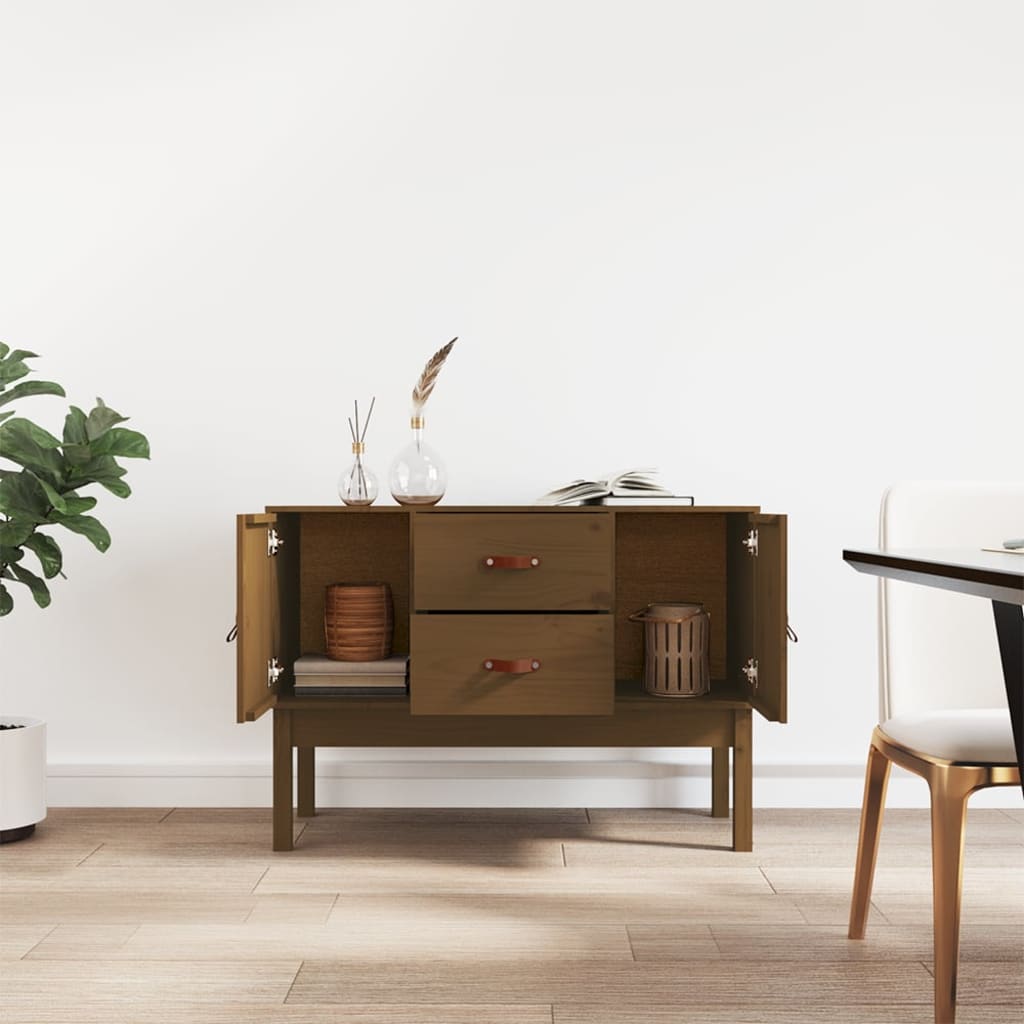 Credenza Marrone Ambra 110x40x78 cm in Legno Massello di Pino