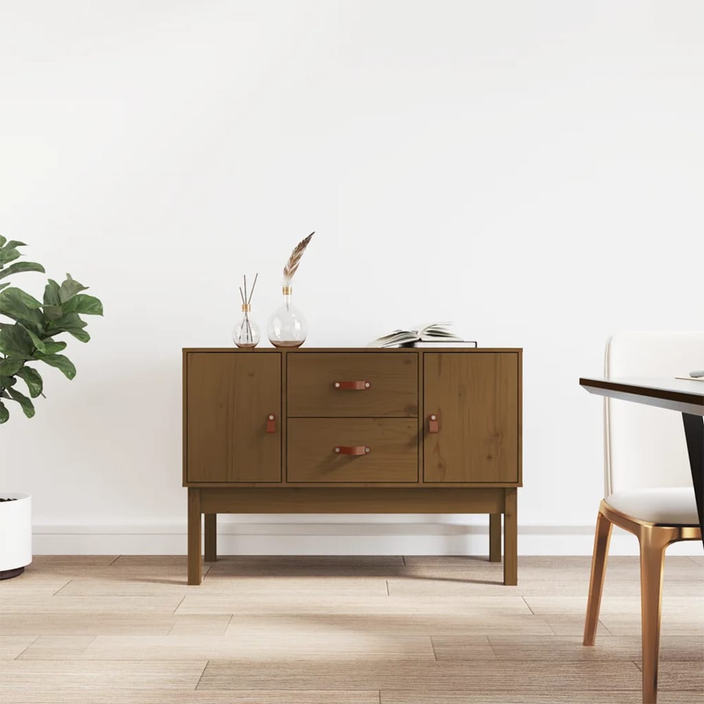 Credenza Marrone Ambra 110x40x78 cm in Legno Massello di Pino