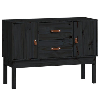 Credenza Nera 110x40x78 cm in Legno Massello di Pino