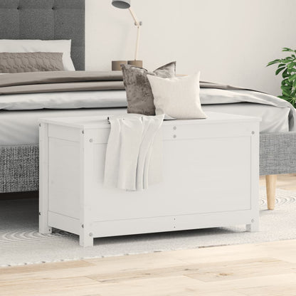 Contenitore Portaoggetti Bianco 80x40x45,5cm Massello di Pino
