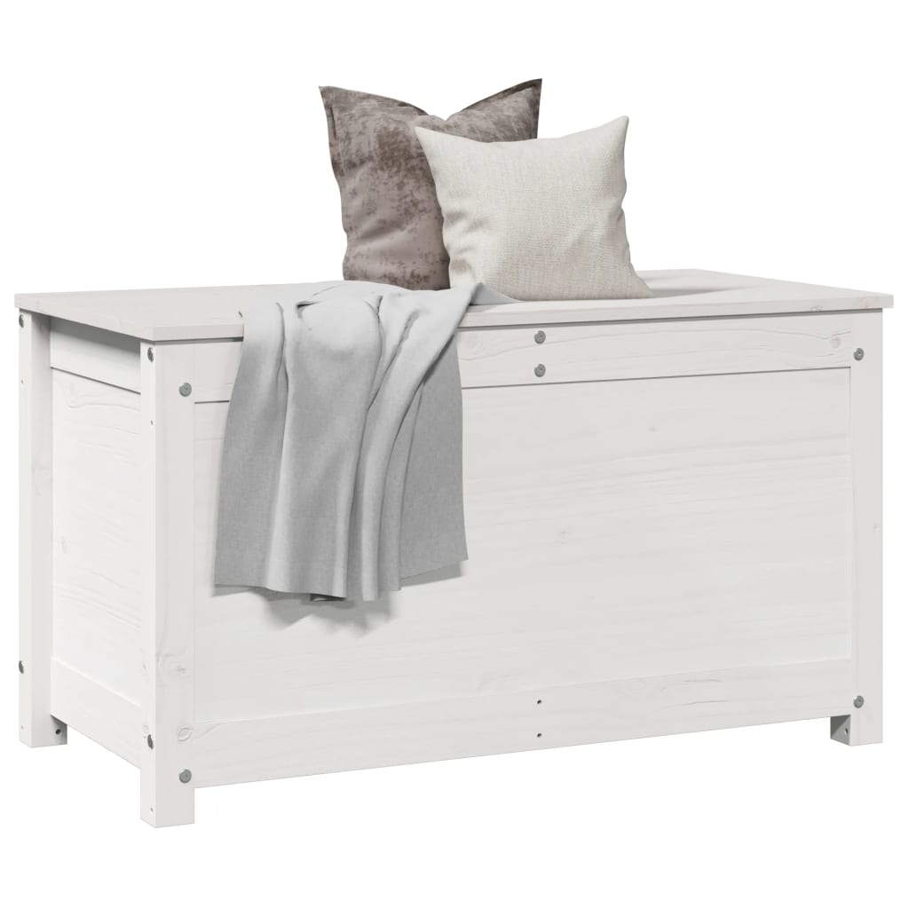 Contenitore Portaoggetti Bianco 80x40x45,5cm Massello di Pino