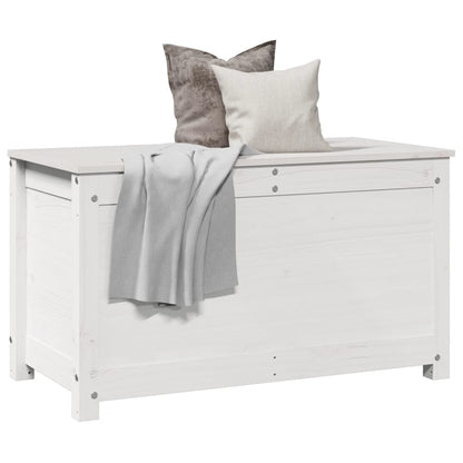 Contenitore Portaoggetti Bianco 80x40x45,5cm Massello di Pino