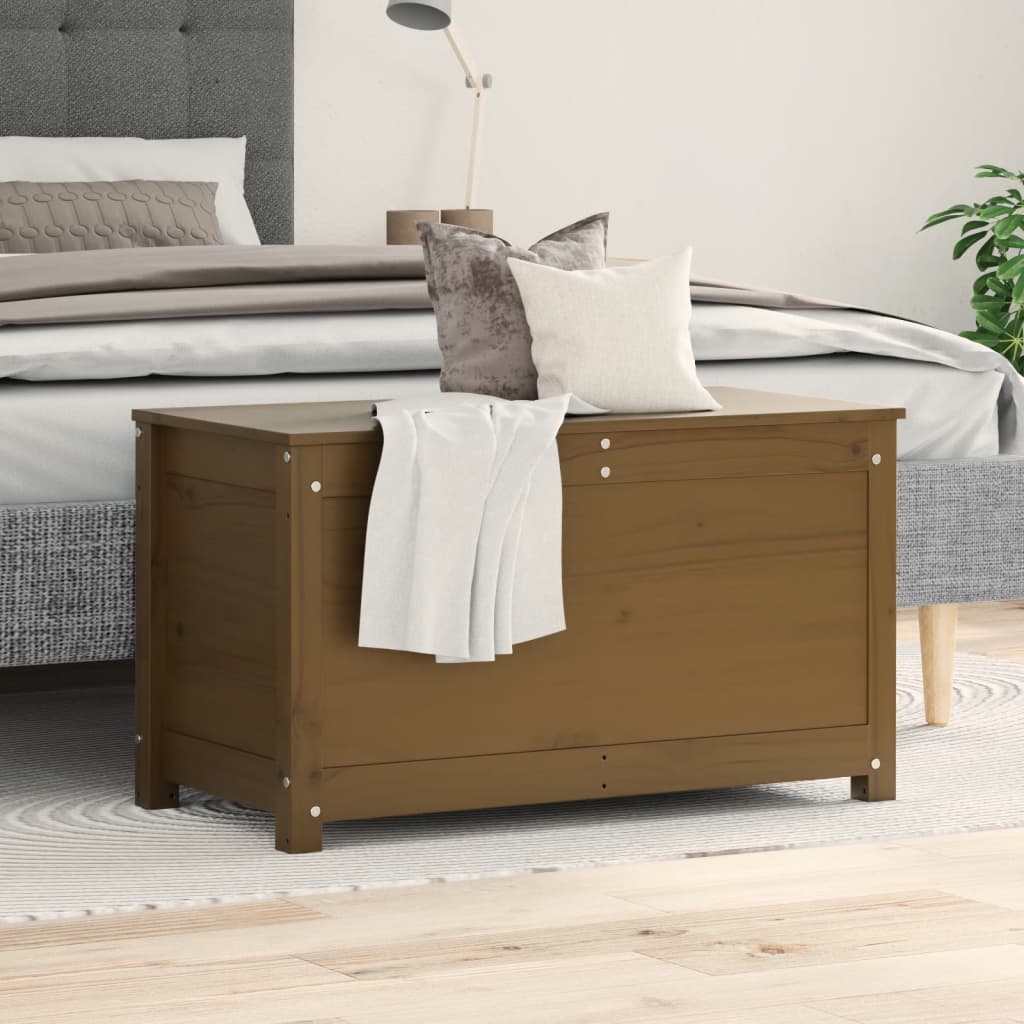 Contenitore Portaoggetti Ambra 80x40x45,5cm Legno Massello Pino