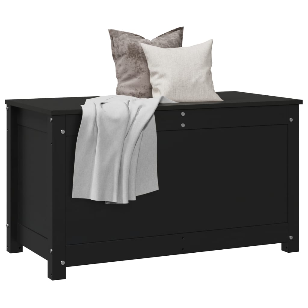 Contenitore Portaoggetti Nero 80x40x45,5cm Legno Massello Pino
