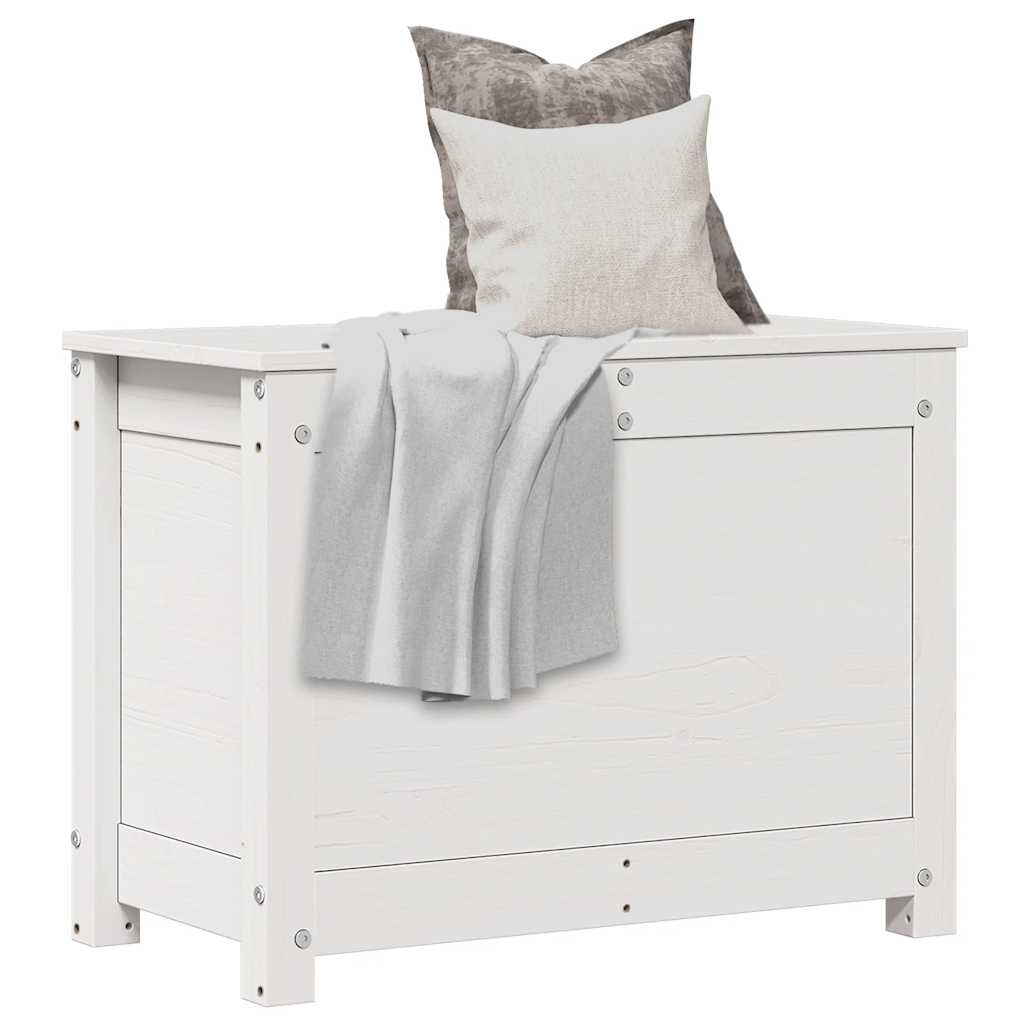 Contenitore Portaoggetti Bianco 60x32x45,5cm Massello di Pino