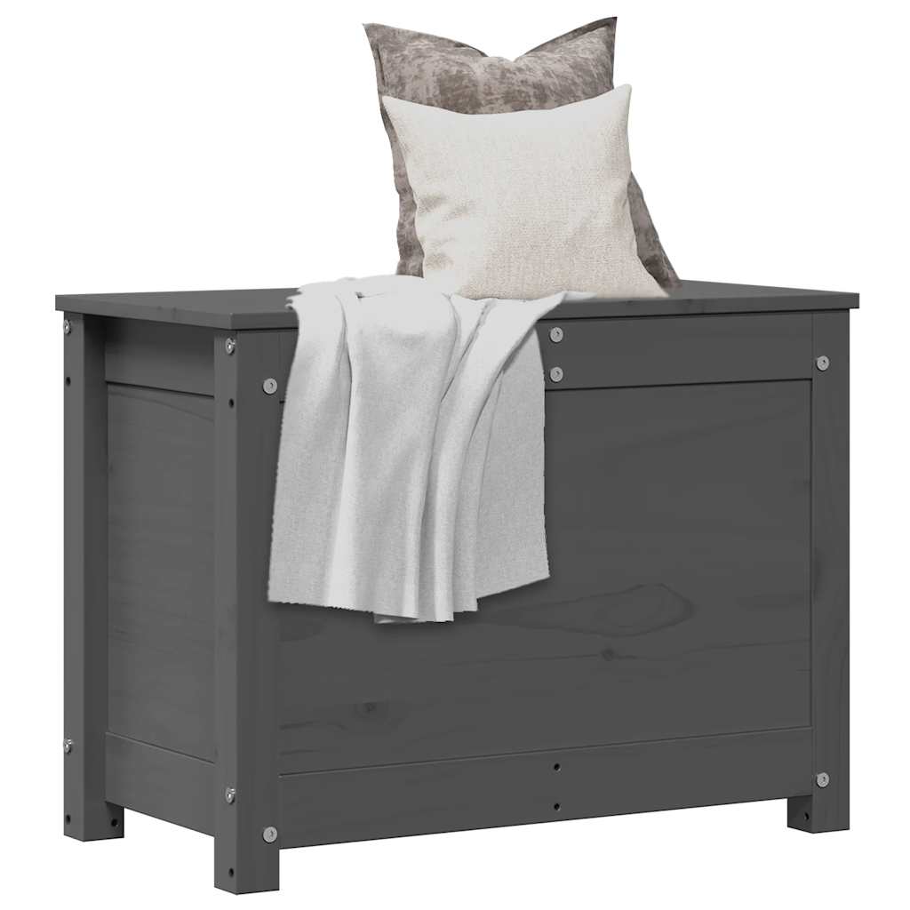 Contenitore Portaoggetti Grigio 60x32x45,5cm Massello di Pino