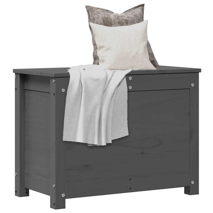 Contenitore Portaoggetti Grigio 60x32x45,5cm Massello di Pino