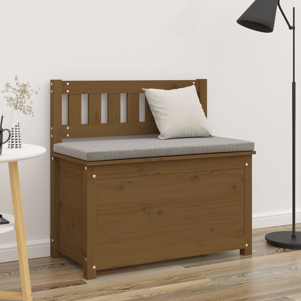 Panca Marrone Ambra 80x41x77 cm in Legno Massello di Pino