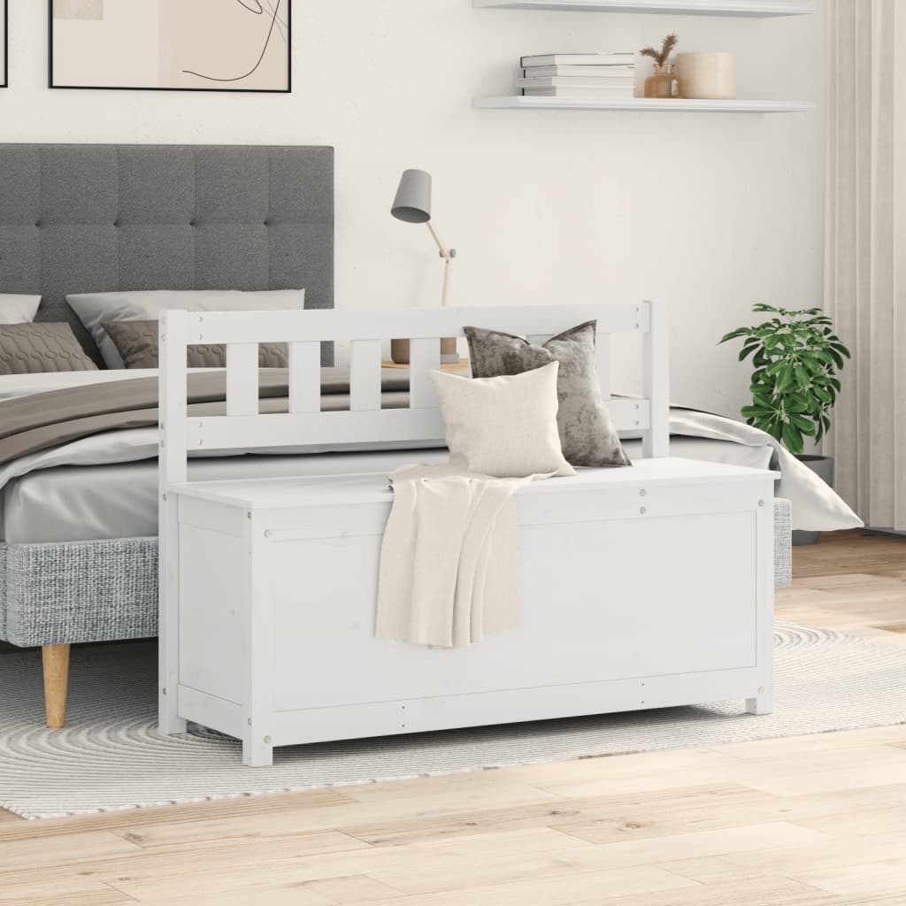 Panca Bianca 110x41x76,5 cm in Legno Massello di Pino