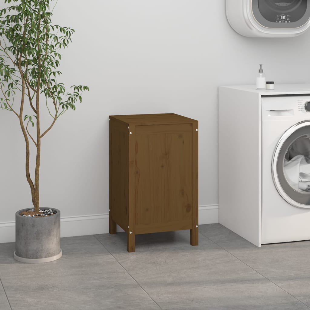 Contenitore per Bucato Ambra 44x44x76 cm Legno Massello Pino