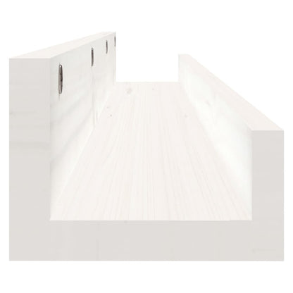Mensole da Parete 2 pz Bianco 80x12x9cm Legno Massello di Pino