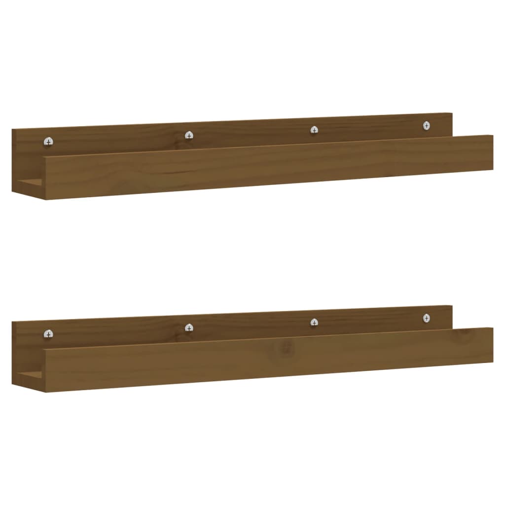 Mensole da Parete 2 pz Ambra 80x12x9cm Legno Massello di Pino