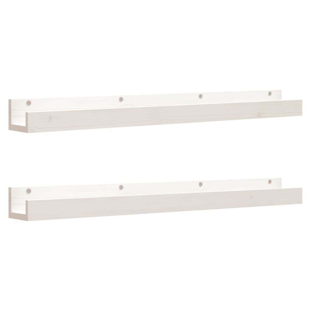 Mensole da Parete 2 pz Bianco 110x12x9cm Legno Massello di Pino