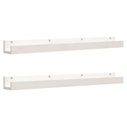 Mensole da Parete 2 pz Bianco 110x12x9cm Legno Massello di Pino