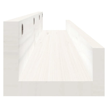 Mensole da Parete 2 pz Bianco 110x12x9cm Legno Massello di Pino
