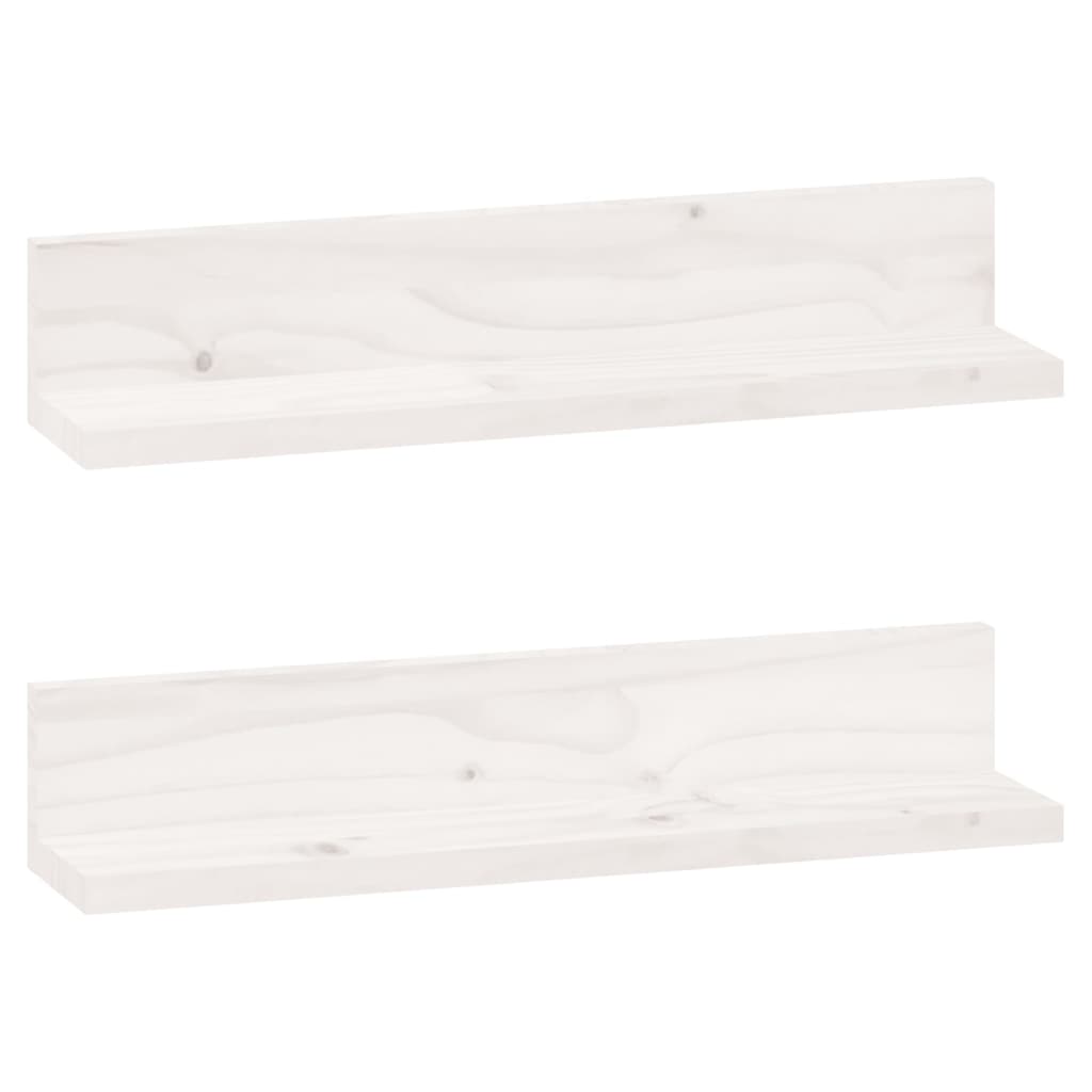 Mensole da Parete 2 pz Bianco 50x11x9cm Legno Massello di Pino