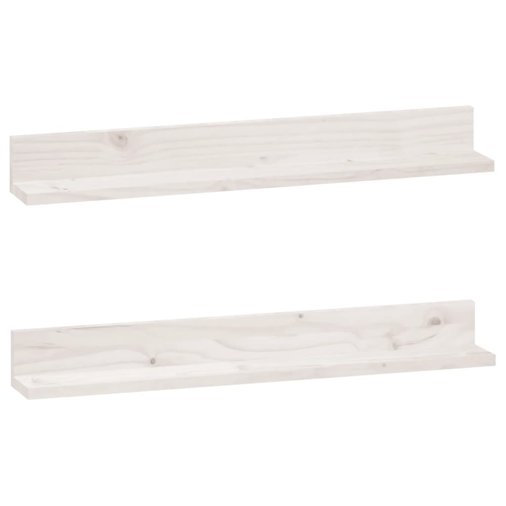 Mensole da Parete 2 pz Bianco 80x11x9cm Legno Massello di Pino
