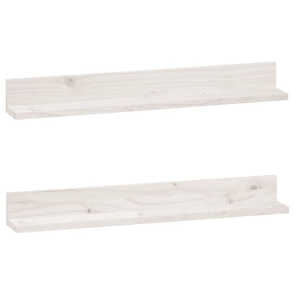 Mensole da Parete 2 pz Bianco 80x11x9cm Legno Massello di Pino