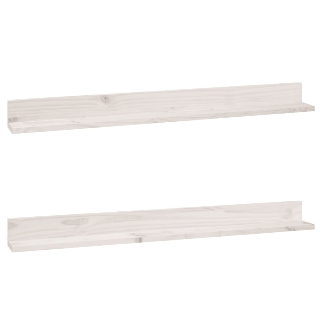 Mensole da Parete 2 pz Bianco 110x11x9cm Legno Massello di Pino