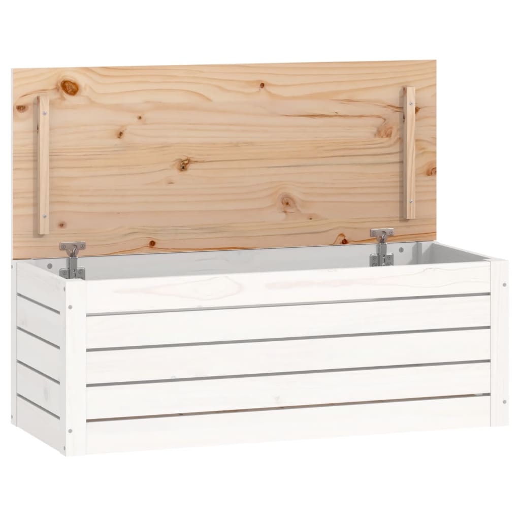 Contenitore Portaoggetti Bianco 89x36,5x33cm Massello di Pino