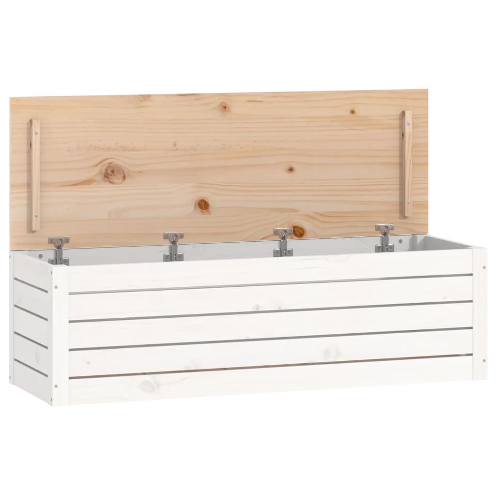 Contenitore Portaoggetti Bianco 109x36,5x33cm Massello di Pino