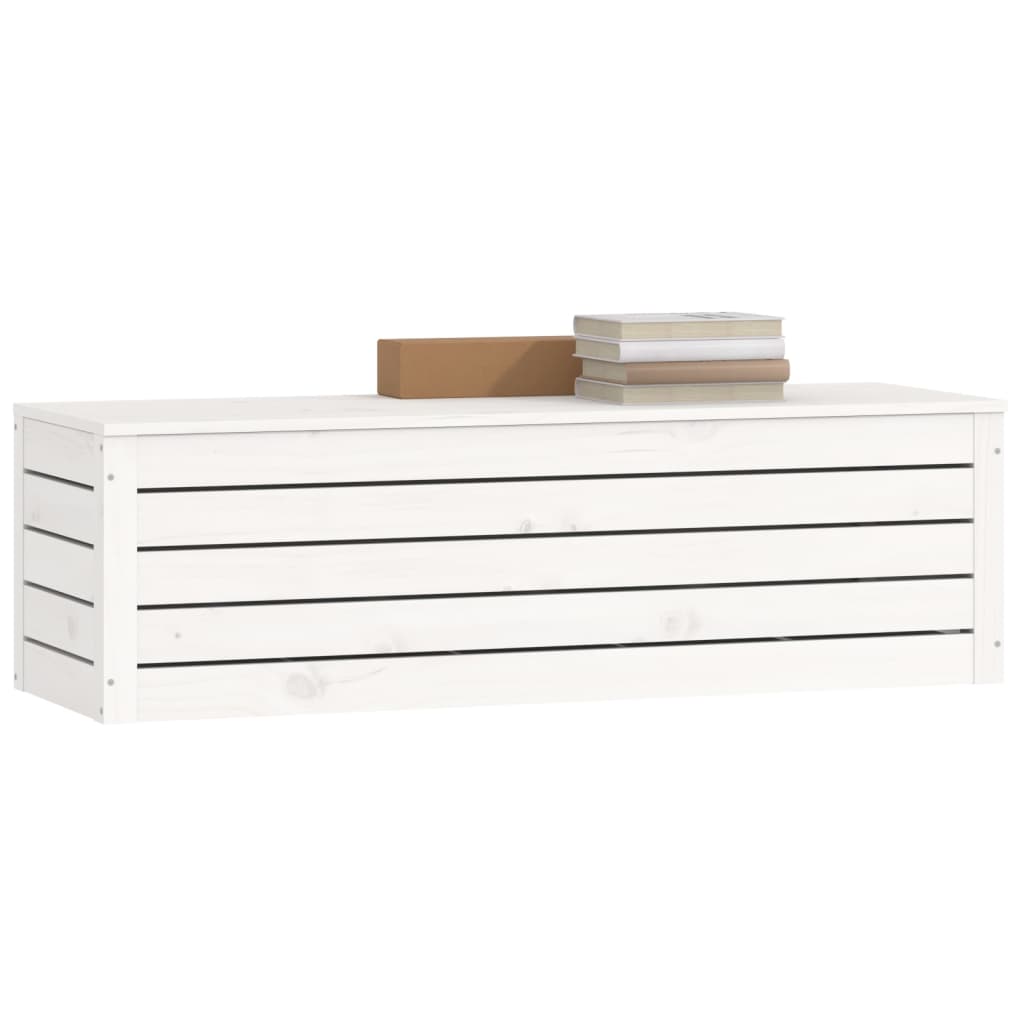 Contenitore Portaoggetti Bianco 109x36,5x33cm Massello di Pino