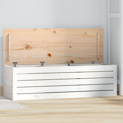 Contenitore Portaoggetti Bianco 109x36,5x33cm Massello di Pino