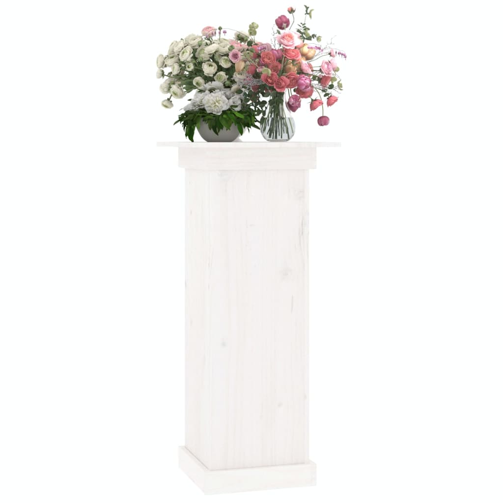 Supporto per Fiori Bianco 40x40x90 cm in Legno Massello di Pino