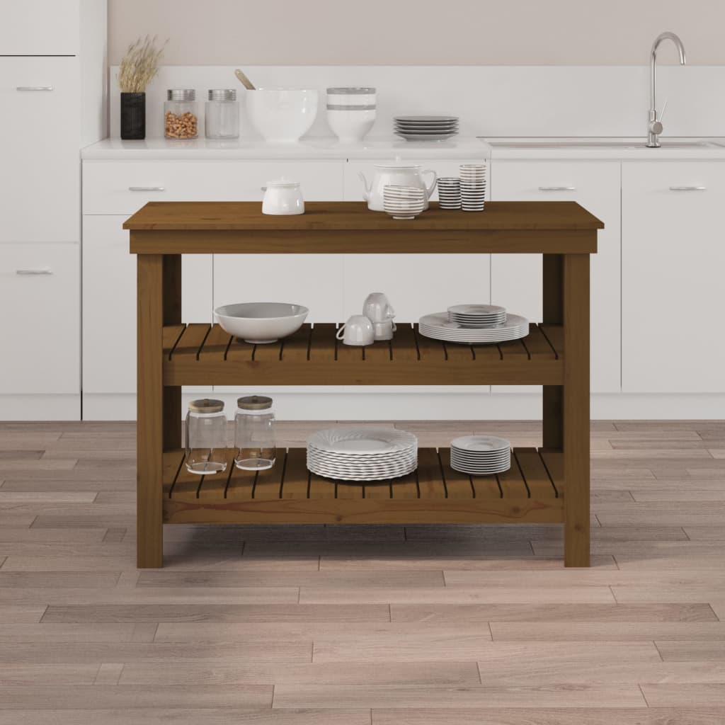 Banco da Lavoro Ambra 110,5x50x80 cm in Legno Massello di Pino