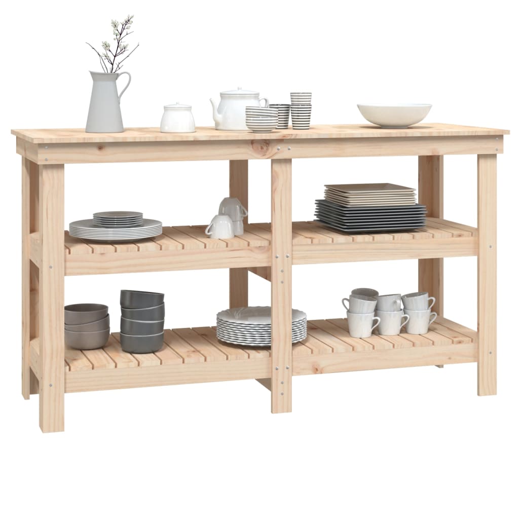Banco da Lavoro 142,5x50x80 cm in Legno Massello di Pino