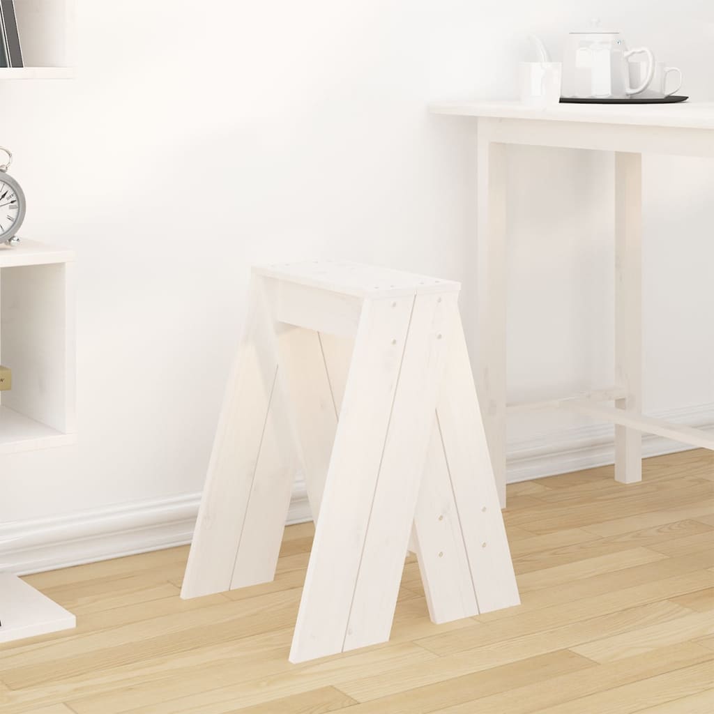 Sgabelli 2 pz Bianchi 40x40x60 cm in Legno Massello di Pino