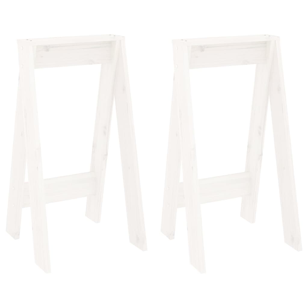 Sgabelli 2 pz Bianchi 40x40x75 cm in Legno Massello di Pino