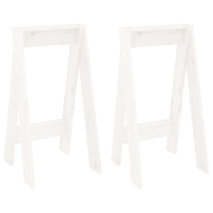 Sgabelli 2 pz Bianchi 40x40x75 cm in Legno Massello di Pino