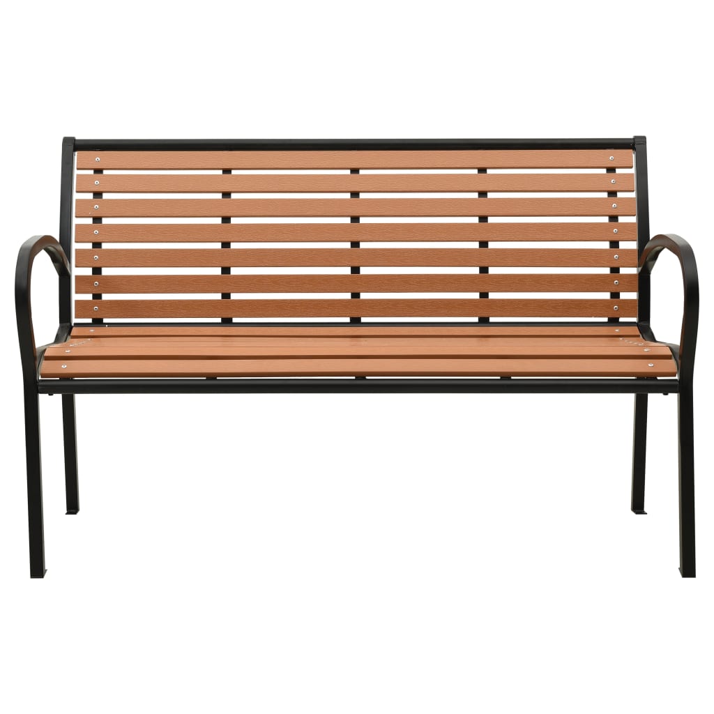 Panca da Giardino Nera e Marrone 116 cm Acciaio e WPC