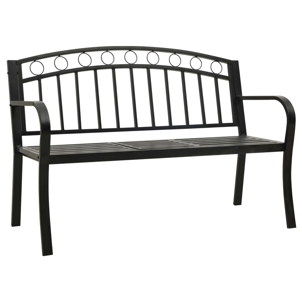 Panca da Giardino con Tavolino Nero 120 cm Acciaio