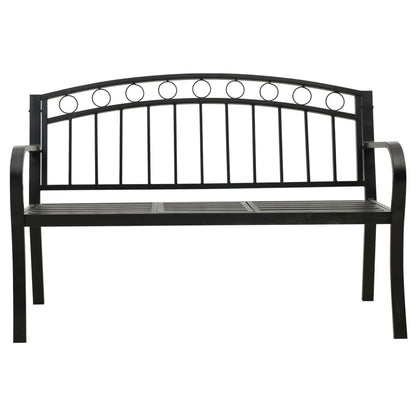Panca da Giardino con Tavolino Nero 120 cm Acciaio