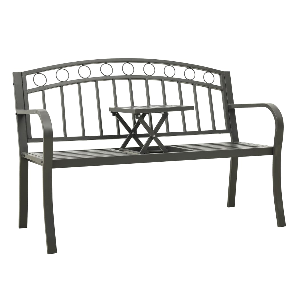 Panca da Giardino con Tavolino Grigio 120 cm Acciaio