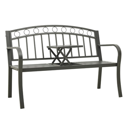 Panca da Giardino con Tavolino Grigio 120 cm Acciaio