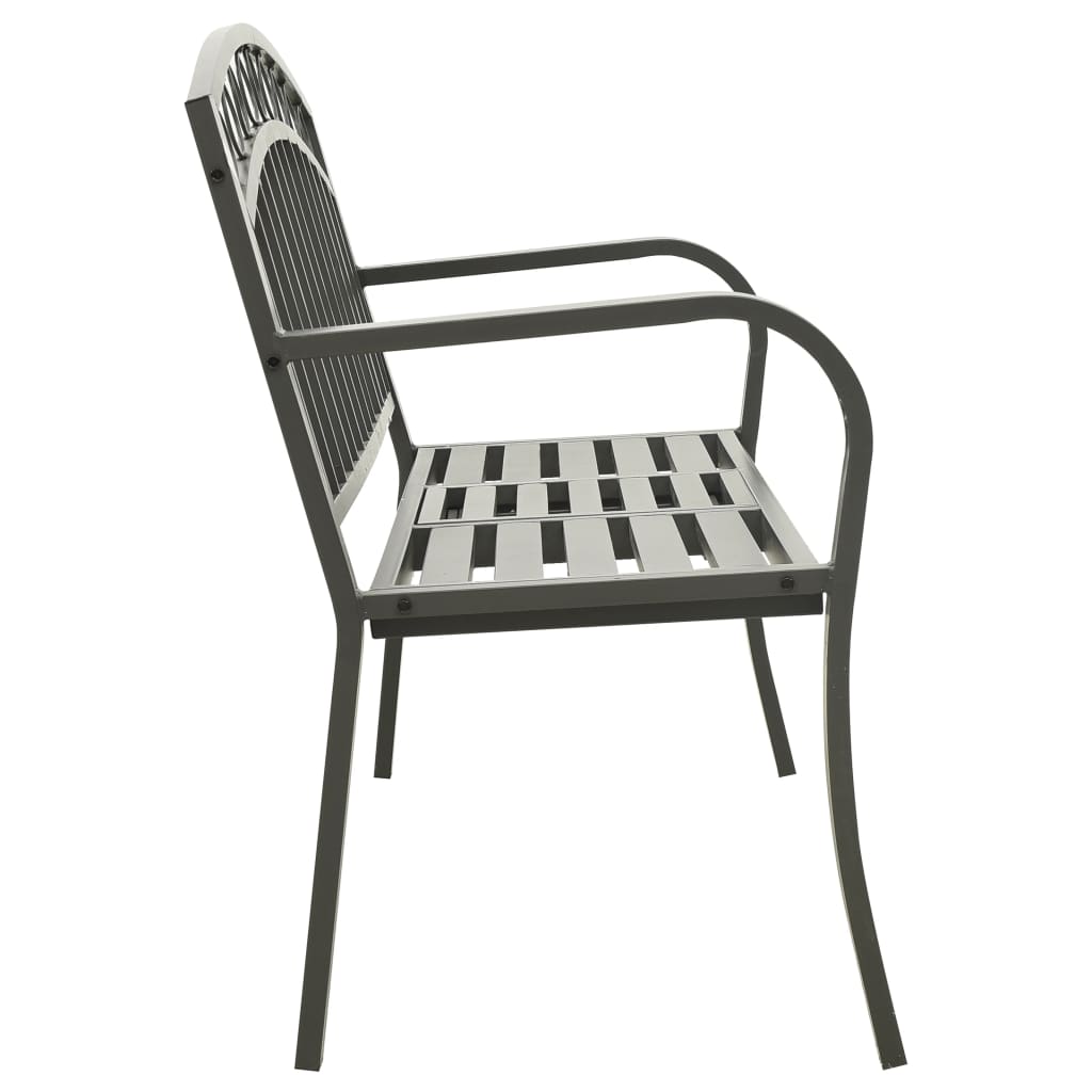 Panca da Giardino con Tavolino Grigio 120 cm Acciaio