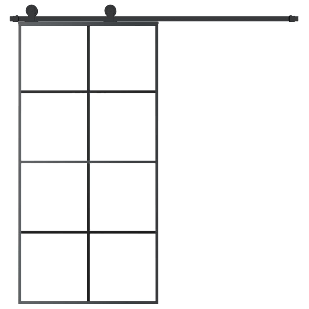 Porta Scorrevole con Ferramenta 102,5x205cm Vetro ESG Alluminio