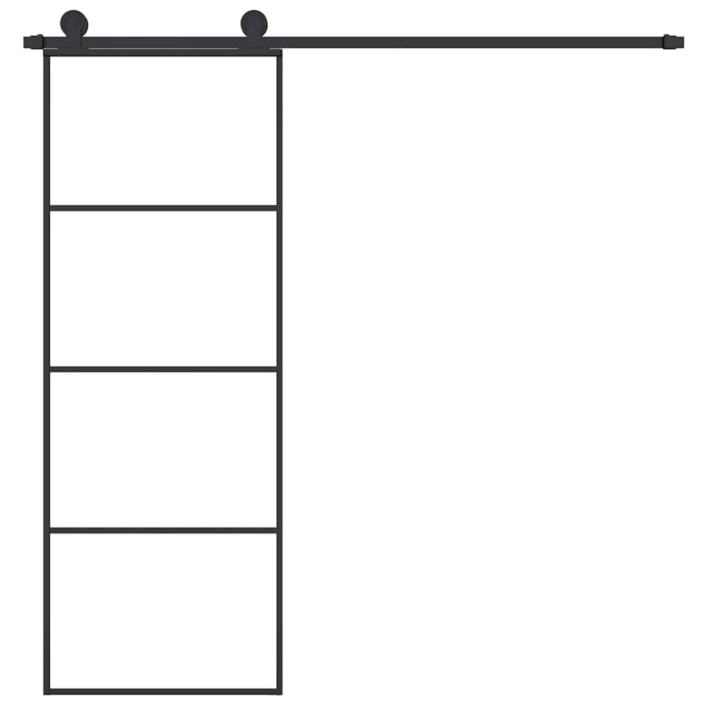 Porta Scorrevole con Ferramenta 76x205cm Vetro ESG Alluminio