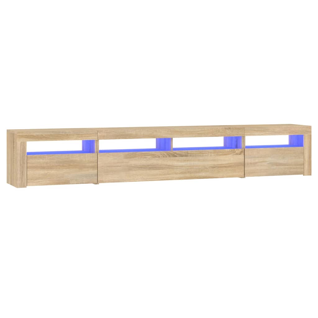 Mobile Porta TV con Luci LED Rovere Sonoma 240x35x40 cm