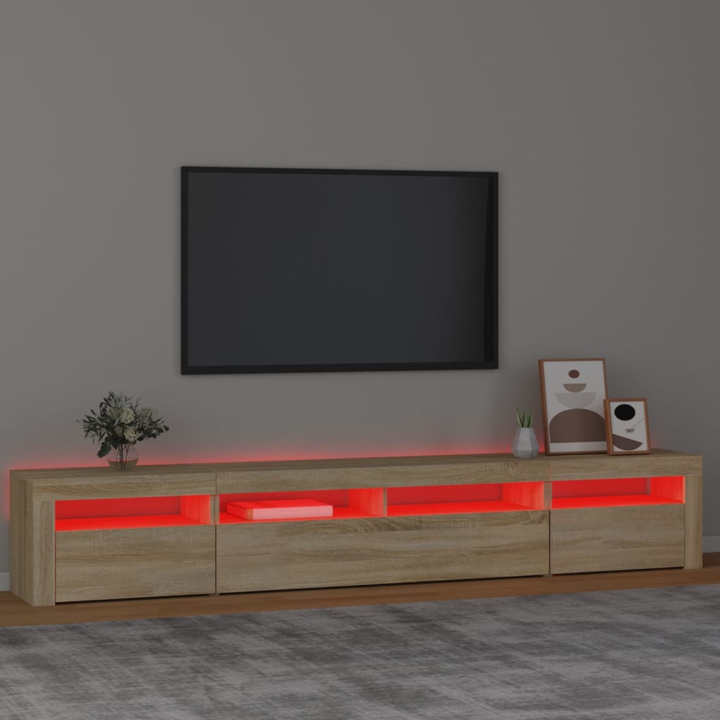 Mobile Porta TV con Luci LED Rovere Sonoma 240x35x40 cm