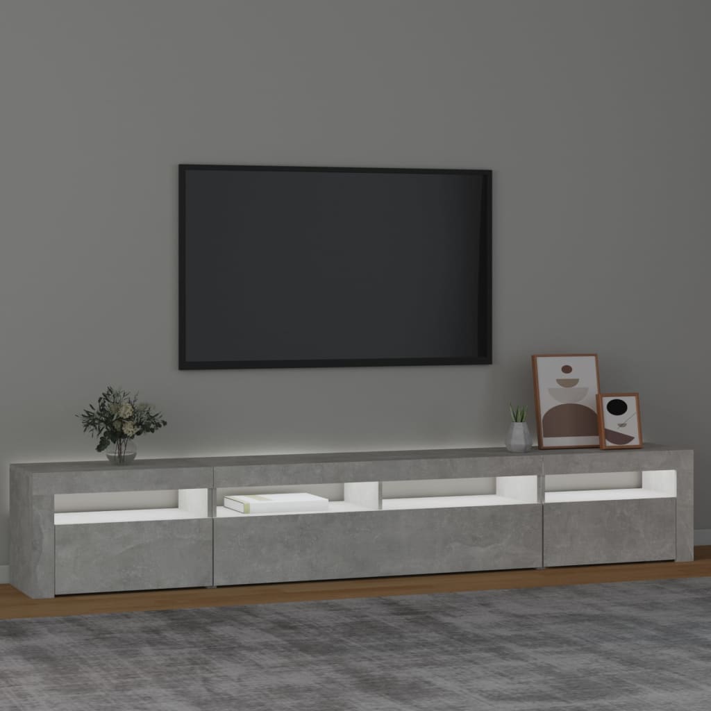 Mobile Porta TV con Luci LED Grigio Cemento 240x35x40 cm
