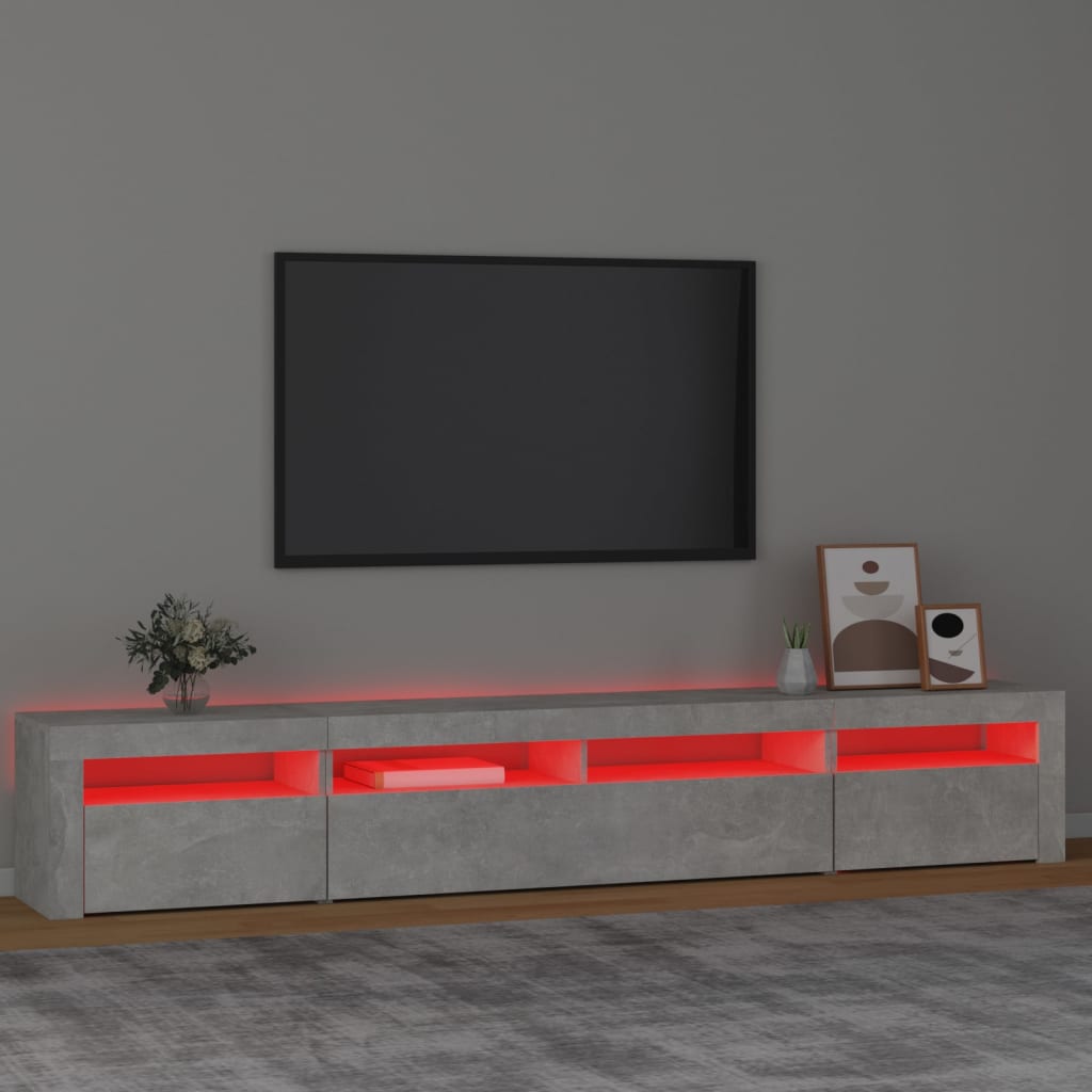 Mobile Porta TV con Luci LED Grigio Cemento 240x35x40 cm